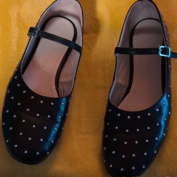 Freda Salvador Crystal Aubrey Mary Jane's 8.5 rhinestones black calf leather - Picture 3 of 5